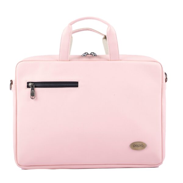 Women Solid Pink & White PU Detachable Sling Strap Regular Laptop Bag -  Berrylush